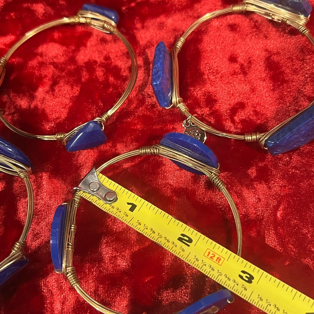 5 Blue Bourbon and Bowties gold wire braclets - Picture 2 of 2